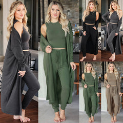 Women's Knitted Slim-fit Fashion Vest And Trousers Sports Suit